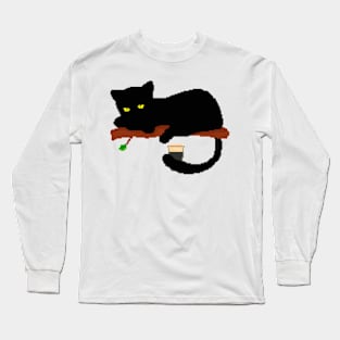Black panther holding a glass of stout Long Sleeve T-Shirt